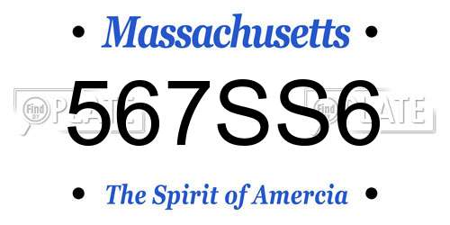 567SS6 Massachusetts License Plate
