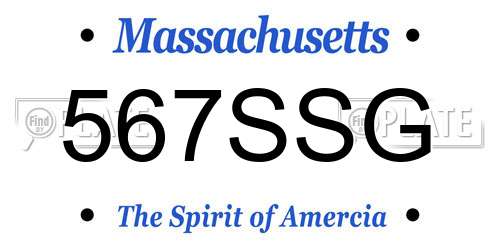 567SSG Massachusetts License Plate