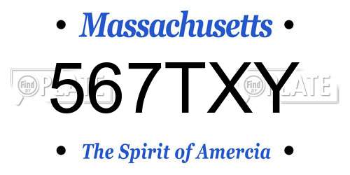 567TXY Massachusetts License Plate
