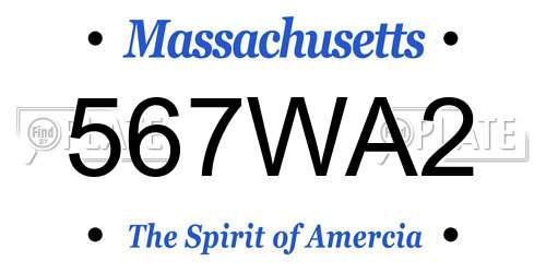 567WA2 Massachusetts License Plate