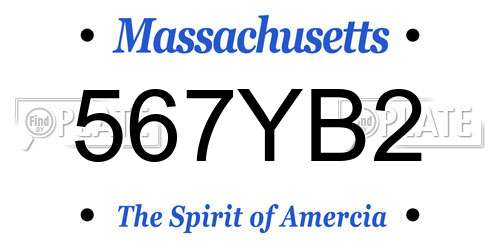 567YB2 Massachusetts License Plate