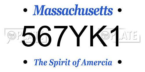 567YK1 Massachusetts License Plate