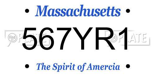 567YR1 Massachusetts License Plate