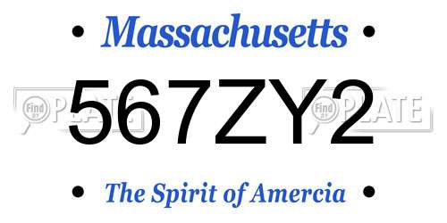 567ZY2 Massachusetts License Plate