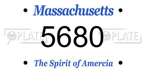 5680 Massachusetts License Plate