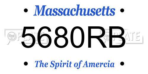 5680RB Massachusetts License Plate