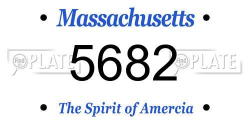 5682 Massachusetts License Plate