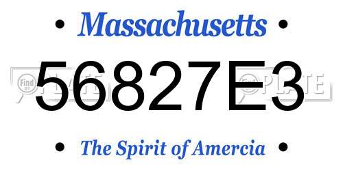 56827E3 Massachusetts License Plate