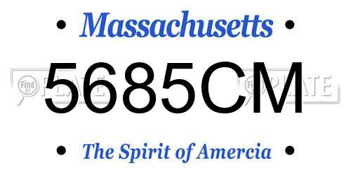 5685CM Massachusetts License Plate