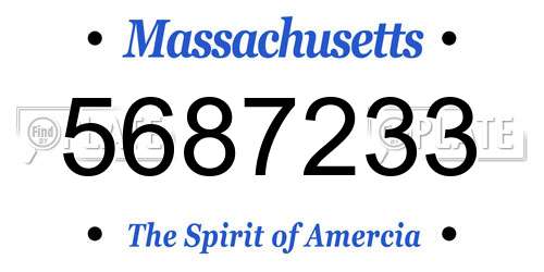 5687233 Massachusetts License Plate