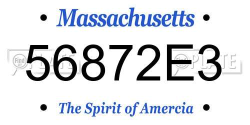 56872E3 Massachusetts License Plate