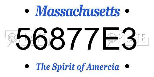 56877E3 Massachusetts License Plate