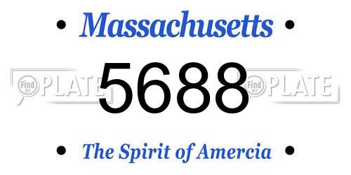 5688 Massachusetts License Plate