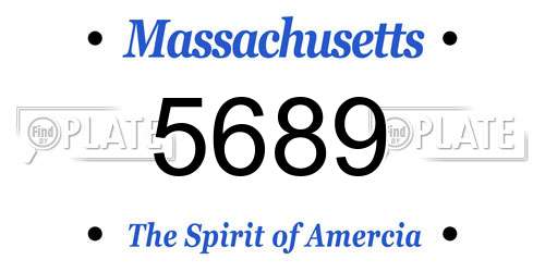 5689 Massachusetts License Plate