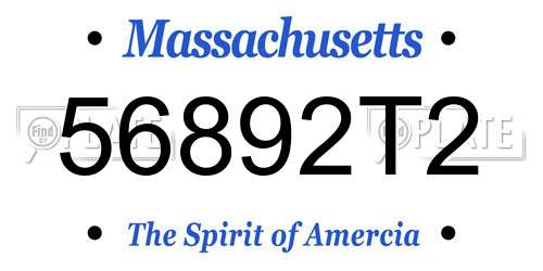 56892T2 Massachusetts License Plate