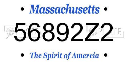 56892Z2 Massachusetts License Plate