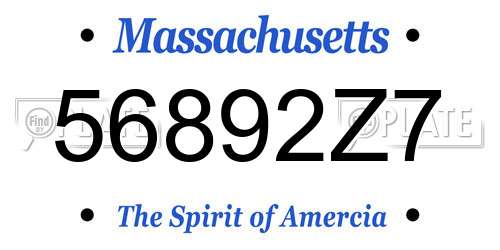 56892Z7 Massachusetts License Plate