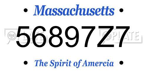 56897Z7 Massachusetts License Plate