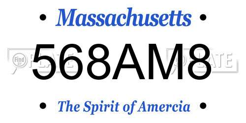 568AM8 Massachusetts License Plate
