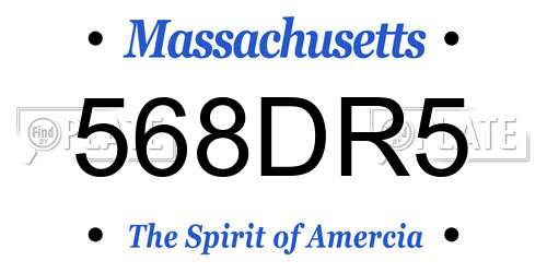 568DR5 Massachusetts License Plate