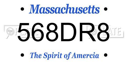 568DR8 Massachusetts License Plate