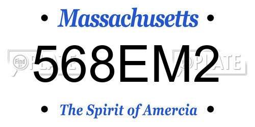 568EM2 Massachusetts License Plate