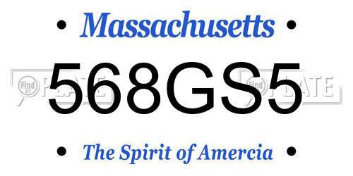 568GS5 Massachusetts License Plate