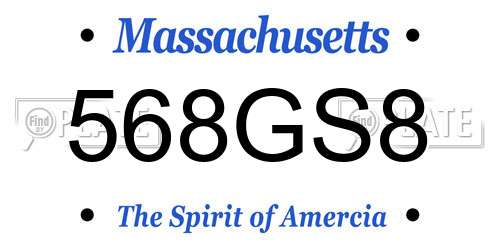 568GS8 Massachusetts License Plate