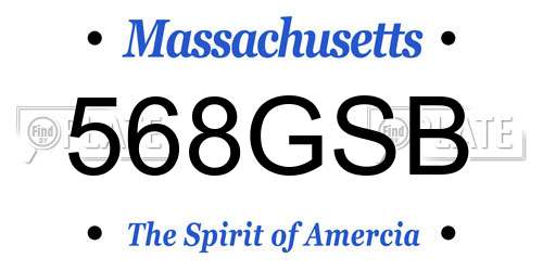 568GSB Massachusetts License Plate