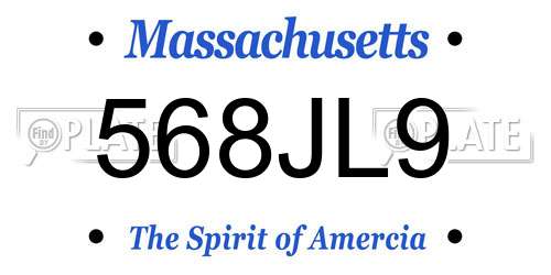 568JL9 Massachusetts License Plate