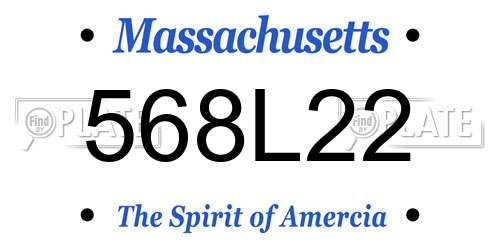 568L22 Massachusetts License Plate