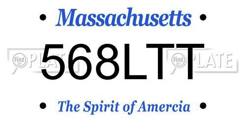 568LTT Massachusetts License Plate