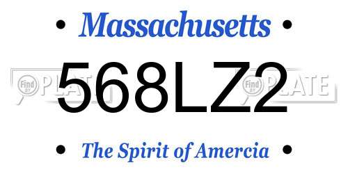 568LZ2 Massachusetts License Plate