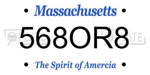 568OR8 Massachusetts License Plate