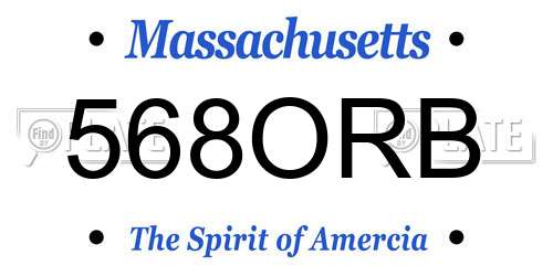 568ORB Massachusetts License Plate