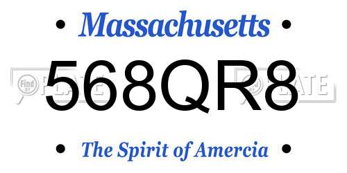 568QR8 Massachusetts License Plate