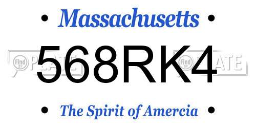 568RK4 Massachusetts License Plate