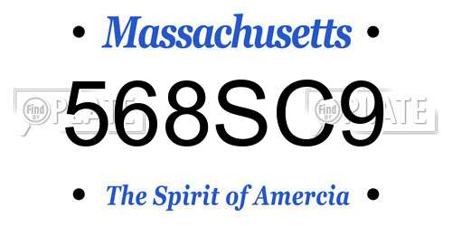 568SC9 Massachusetts License Plate