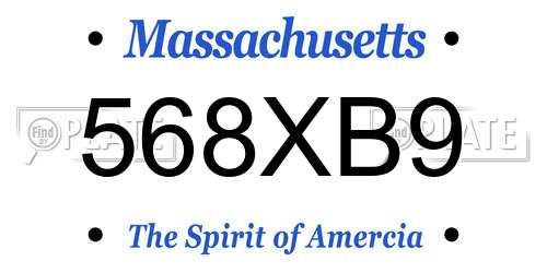 568XB9 Massachusetts License Plate