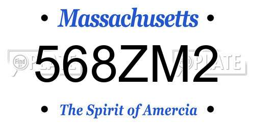 568ZM2 Massachusetts License Plate
