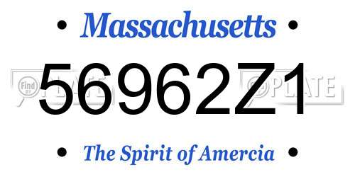 56962Z1 Massachusetts License Plate