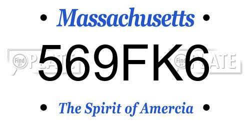 569FK6 Massachusetts License Plate