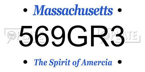 569GR3 Massachusetts License Plate