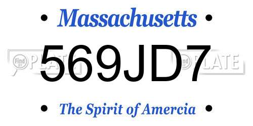 569JD7 Massachusetts License Plate