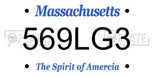 569LG3 Massachusetts License Plate