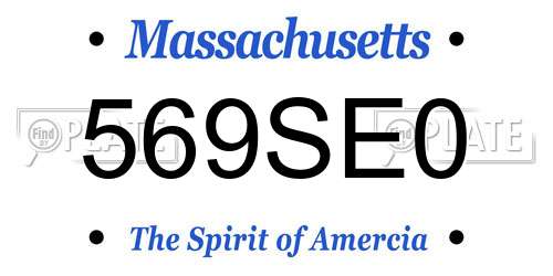 569SE0 Massachusetts License Plate