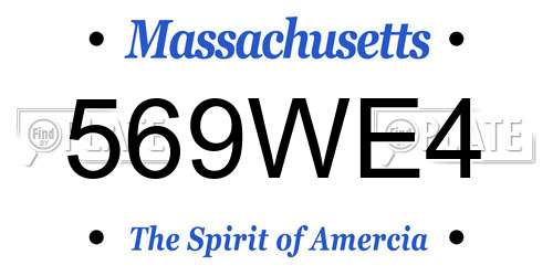 569WE4 Massachusetts License Plate