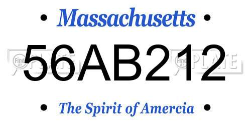 56AB212 Massachusetts License Plate