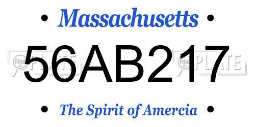 56AB217 Massachusetts License Plate