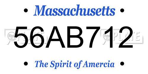 56AB712 Massachusetts License Plate